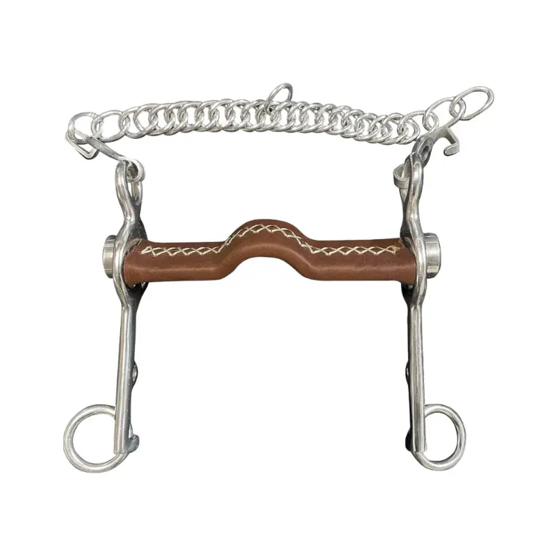 Pelham pour cheval plat inclinable recouvert de cuir Jump'In