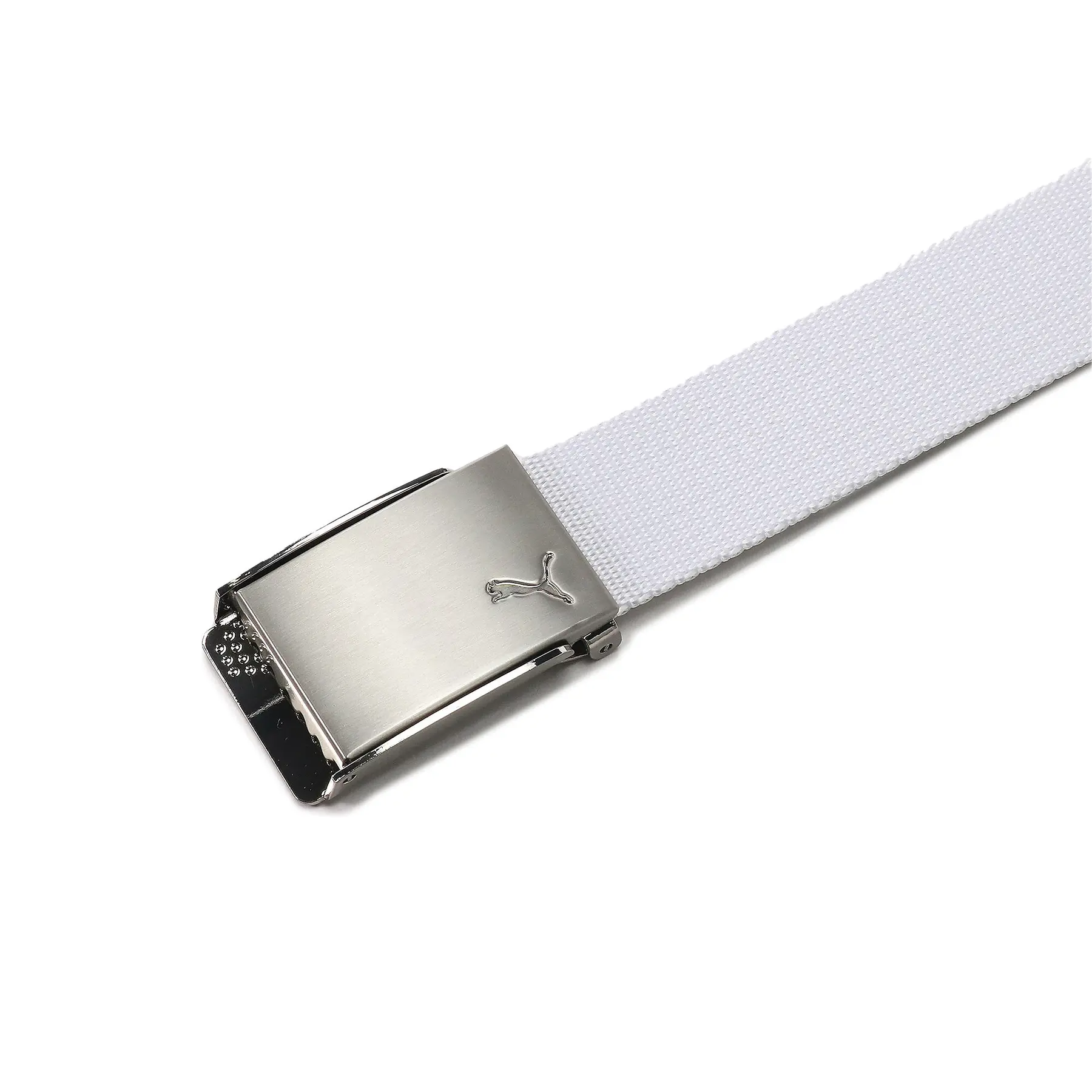 Puma White Leather Belt with rhinestone Silver Buckle. Rare White Rhinestone Bling Buckle Belt | Hot Topic main image 2