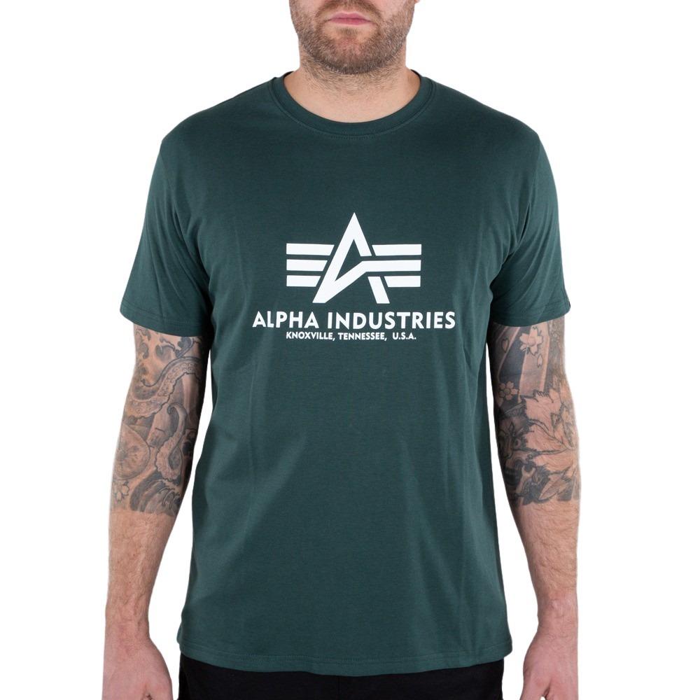 4059146448135 - Alpha Industries Basic T-Shirt T-Shirt grün in S