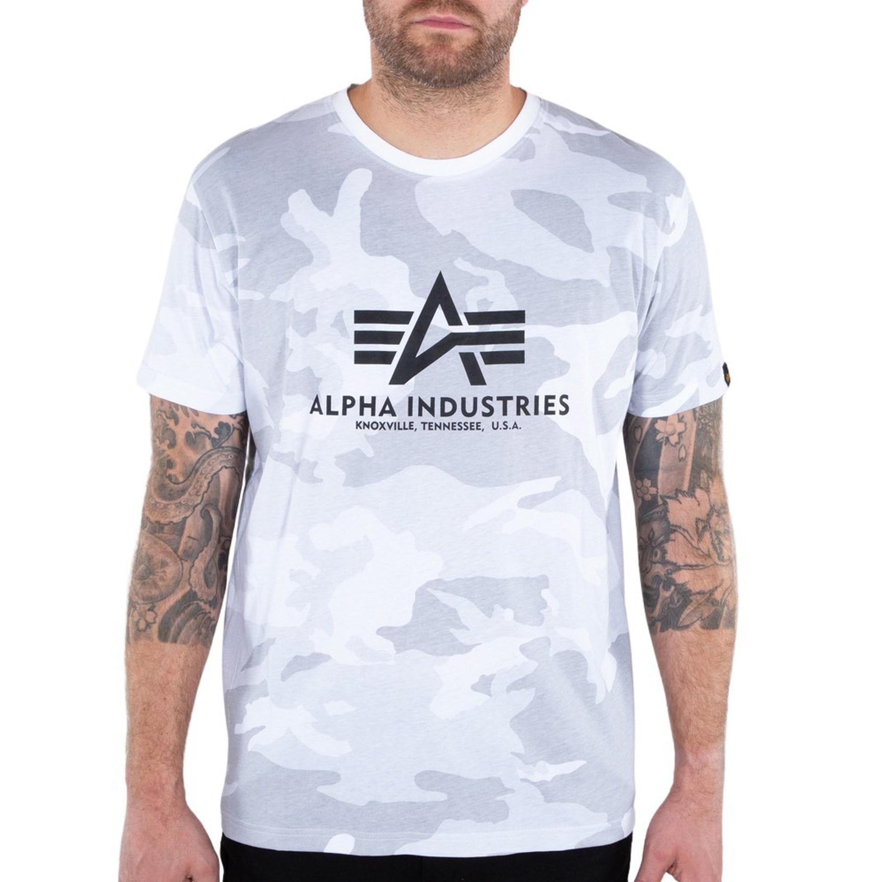 4059146455492 - Alpha Industries Basic T-Shirt Camo T-Shirt weiß in S