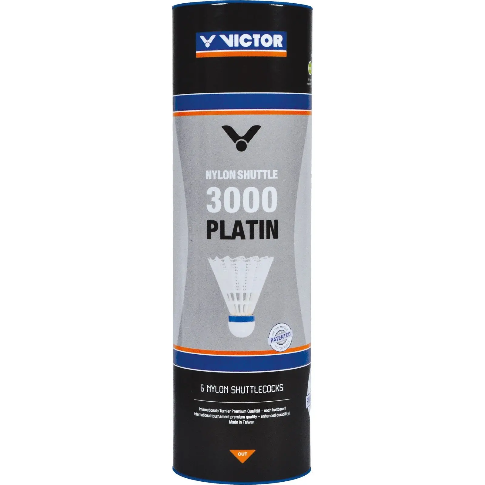 Tube mit 6 Badminton-Federbällen Victor 3000 Platin