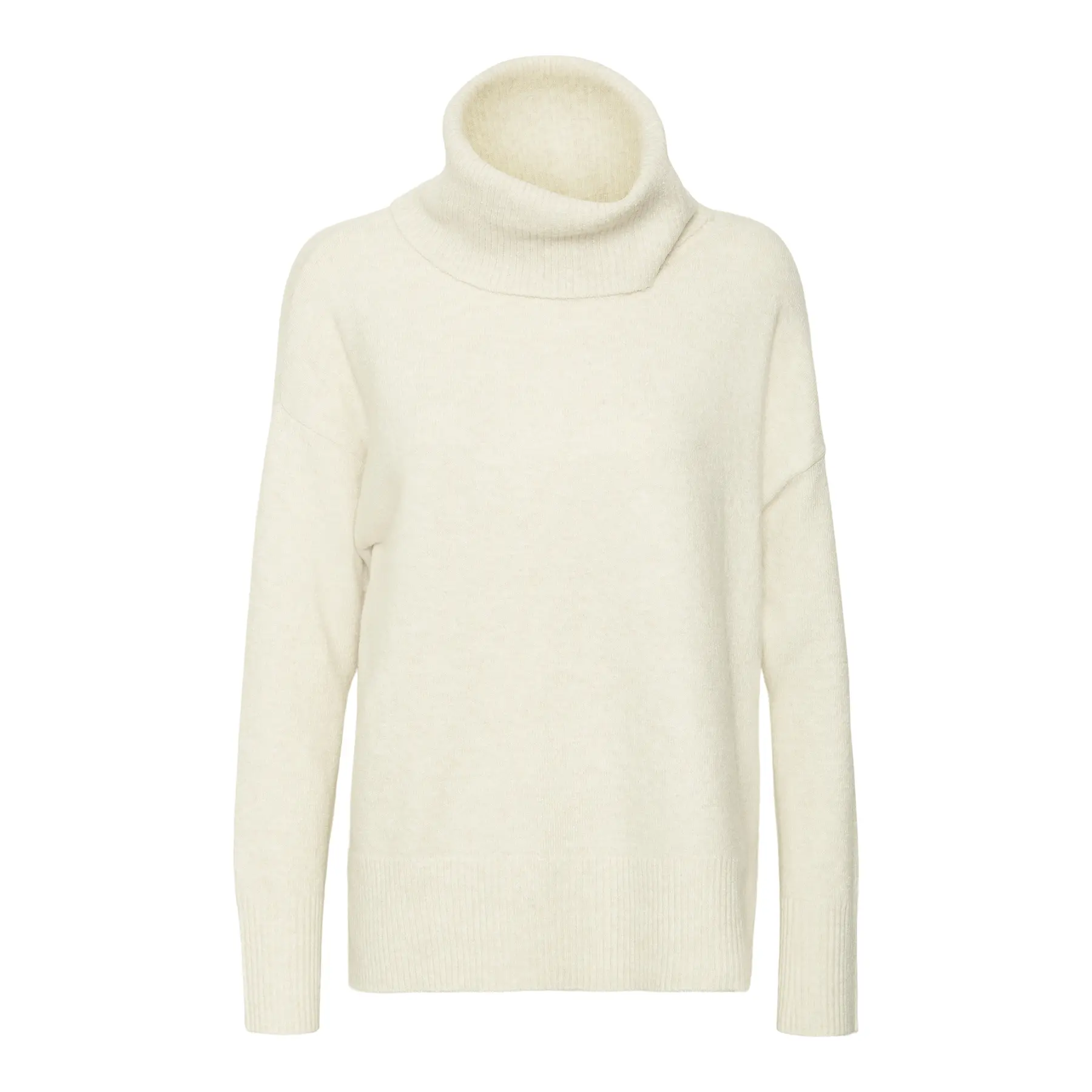 5714917009920 - VERO MODA Rollkragenpullover VMDOFFY LS COWLNECK BLOUSE GA NOOS Birch MELANGE Unifarben Weiß - Gr XS