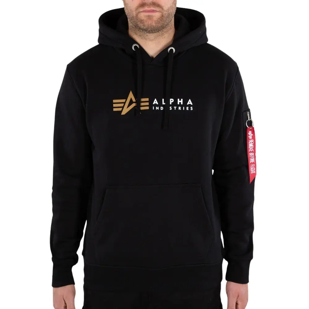 4059146466306 - Alpha Industries Alpha Label Hoody Kapuzenpullover schwarz in L