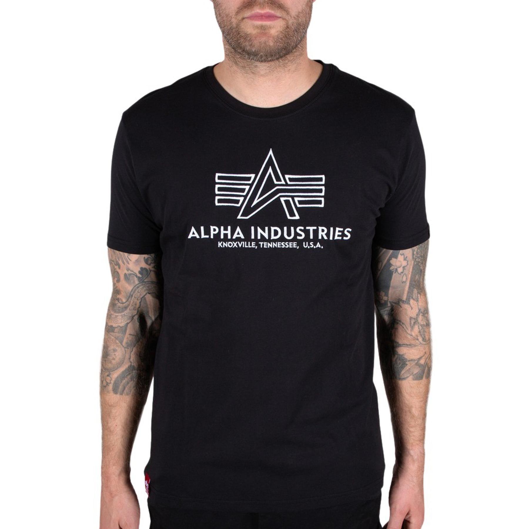 4059146494989 - Industries Basic Embroidery T-Shirt - Schwarz Weiss - XS - unisex