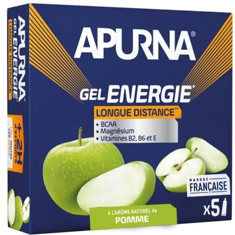 Apurna Bleu 5 Long Distance Energy Gels Green Apple +2H Effort