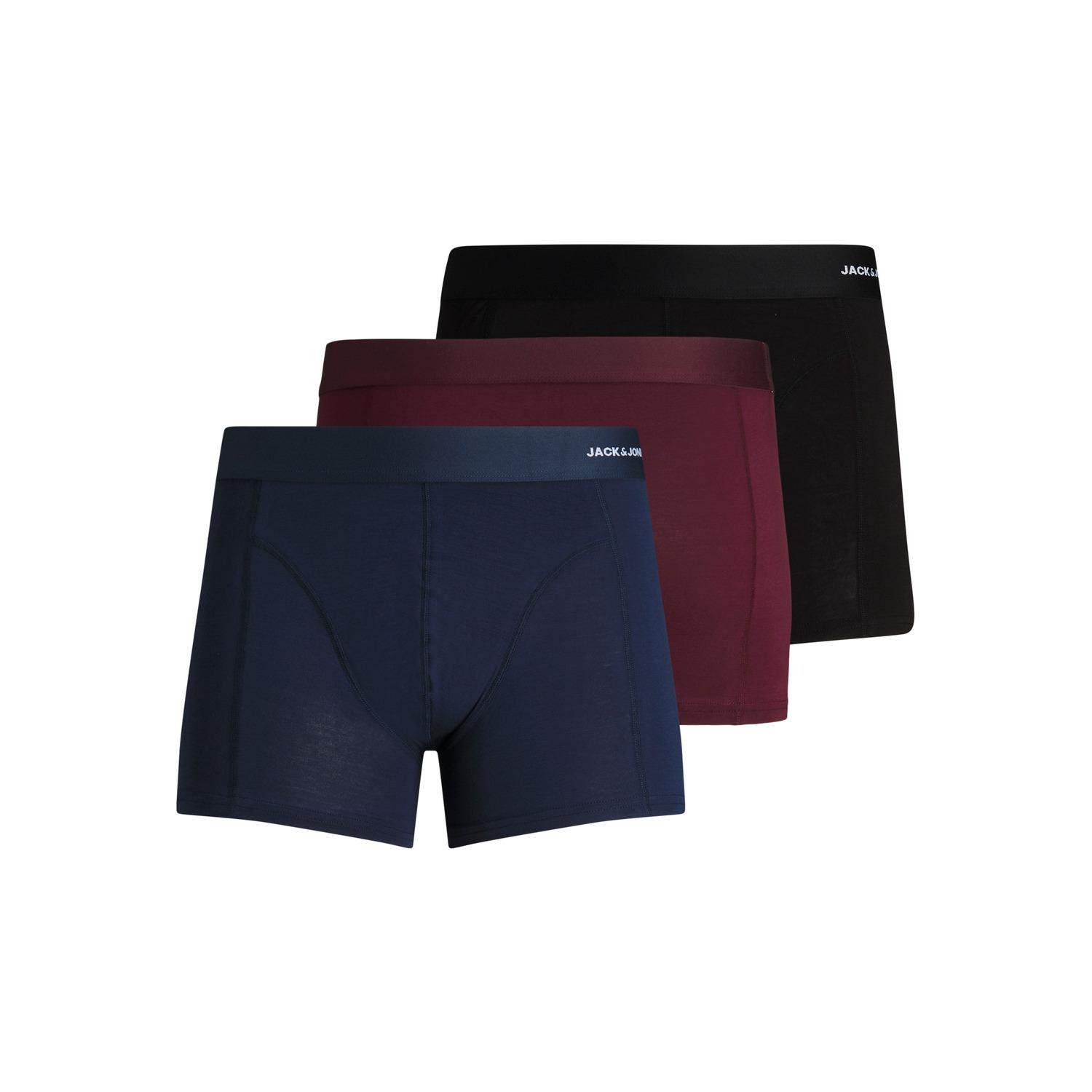 5715108333121 - JACK & JONES Trunks JACBASIC BAMBOO TRUNKS 3 PACK NOOS Port Royale Black - Navy blazer Unifarben Bunt - Gr L