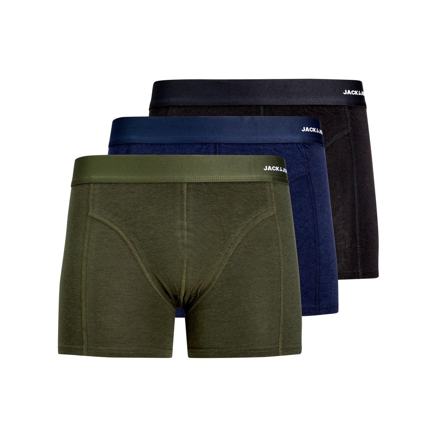 5715112478535 - JACK & JONES Trunks JACBASIC BAMBOO TRUNKS 3 PACK NOOS Forest Night Black - Navy blazer Unifarben Bunt - Gr XL