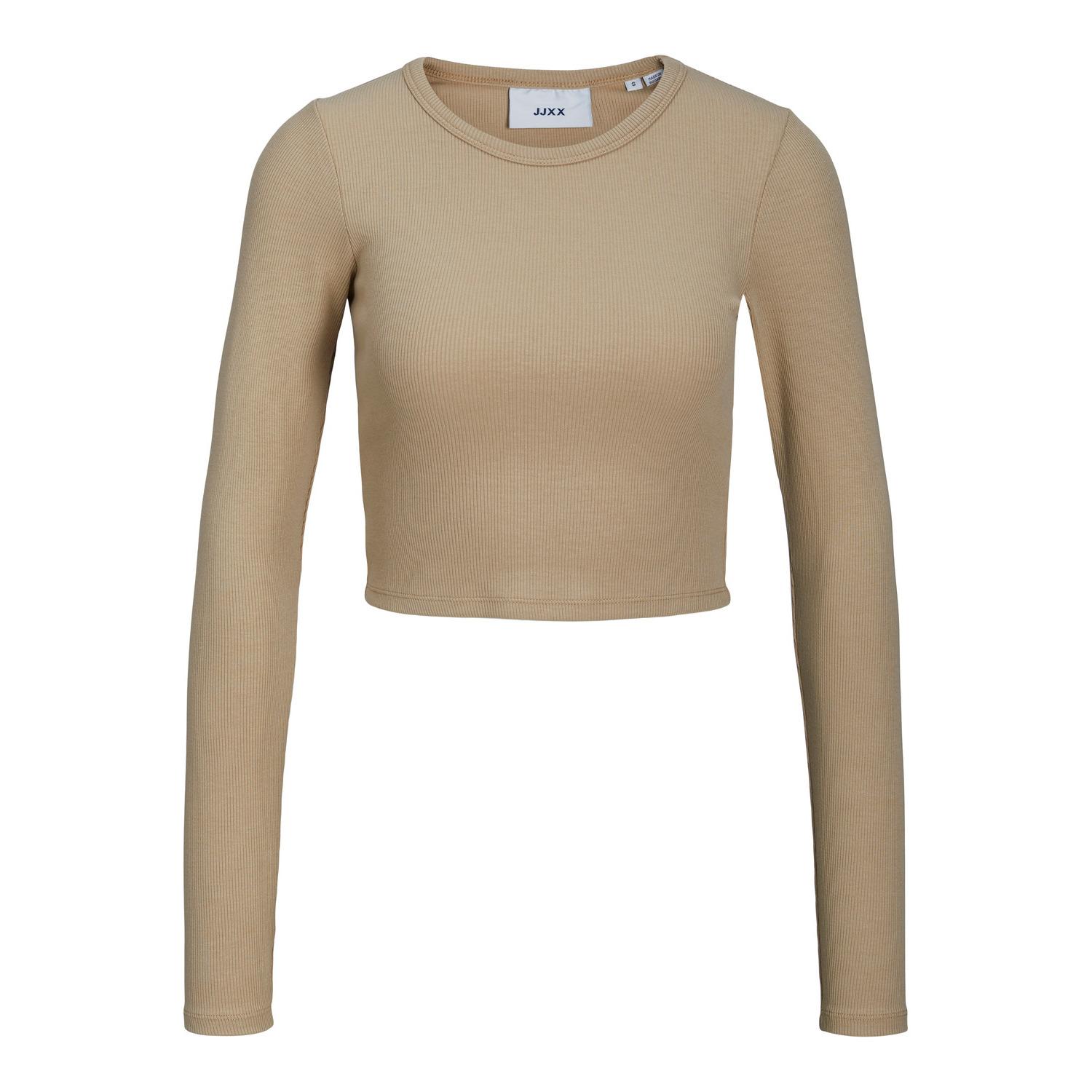 5715365436832 - JJXX - Feline - Geripptes kurzes Oberteil in Beige-Neutral