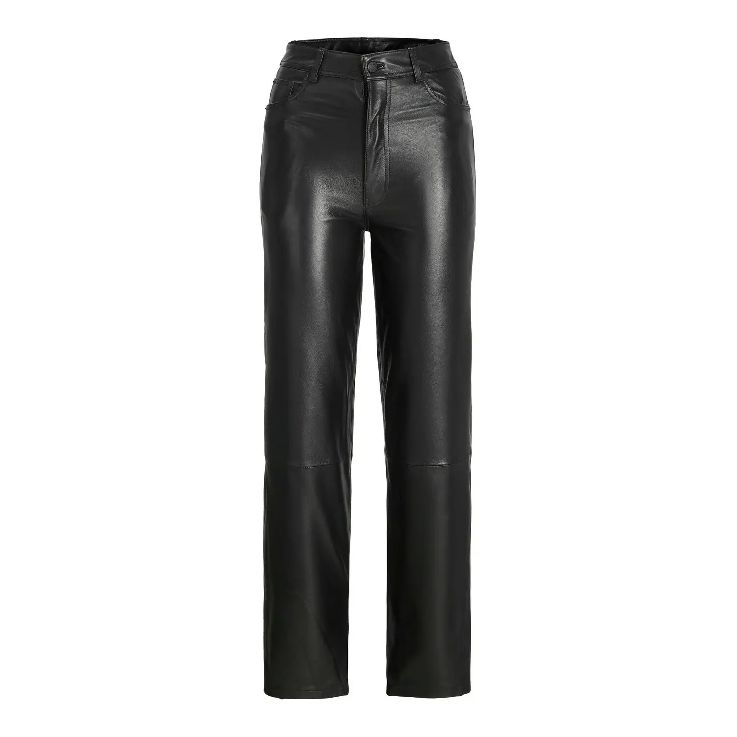 5715214315639 - JJXX - Gerade geschnittene Hose aus echtem Leder in Schwarz