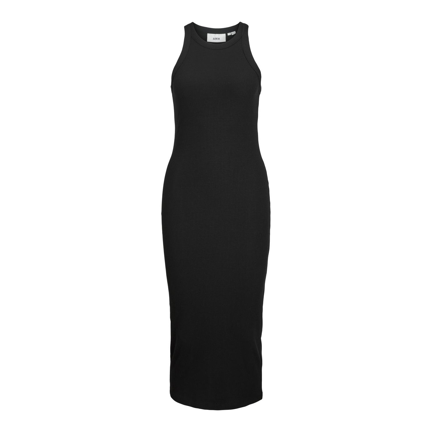5715364418839 - JJXX - Geripptes Midaxikleid in Schwarz mit Racerneck