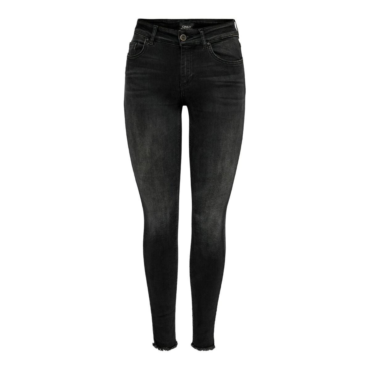 5713735813337 - Damen Jeans onlBLUSH MID ANK RAW JEANS REA1099 - Slim Fit - Schwarz - Black Denim