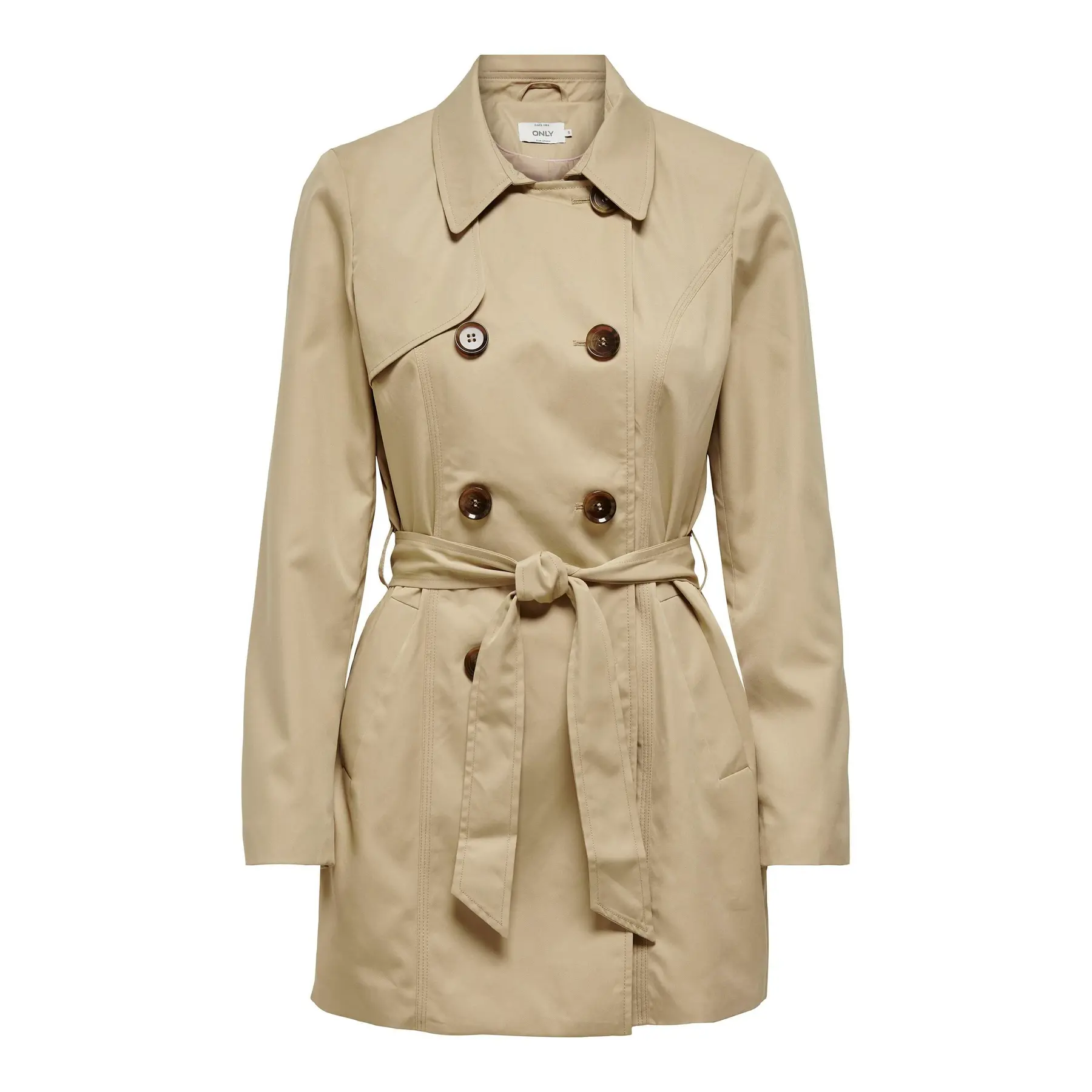 5714503192432 - - Kurzer Trenchcoat in Beige mit Knopfdetail-Neutral