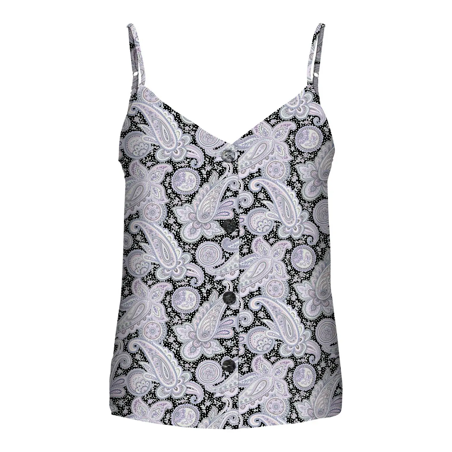T-shirt femme Only onlnova life button singlet aop wovens 2