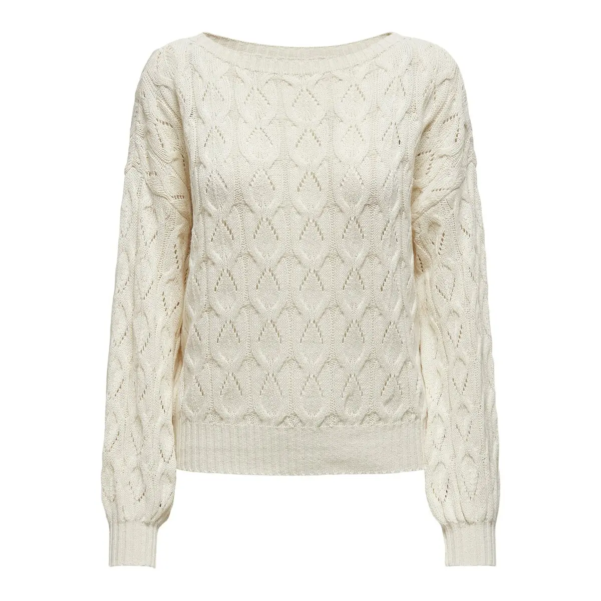 5714926579018 - - Pointelle-Pullover in Weiß mit Rundhalsausschnitt