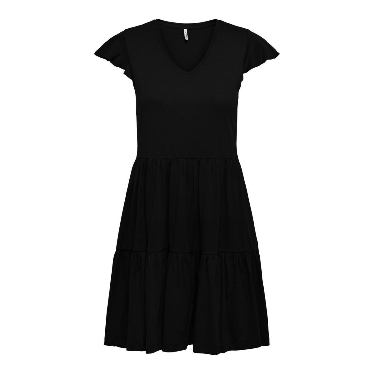 5715097983666 - ONLMay Cap Sleeves Frill Dress Kurzes Kleid schwarz