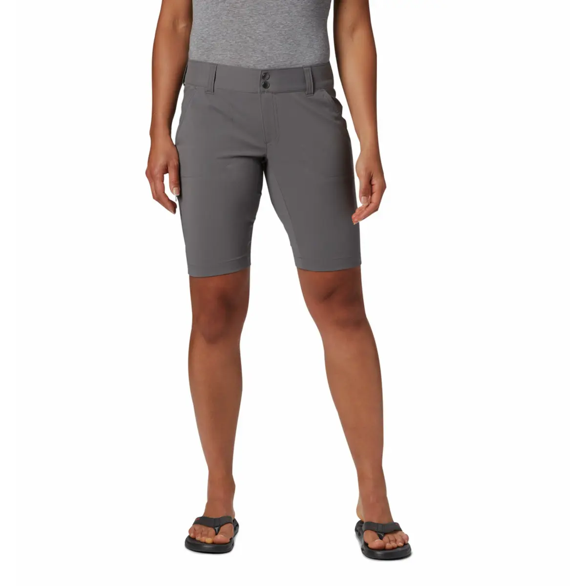 Columbia Short Femme 24W Noir Coton Poches Slash Plat Avant