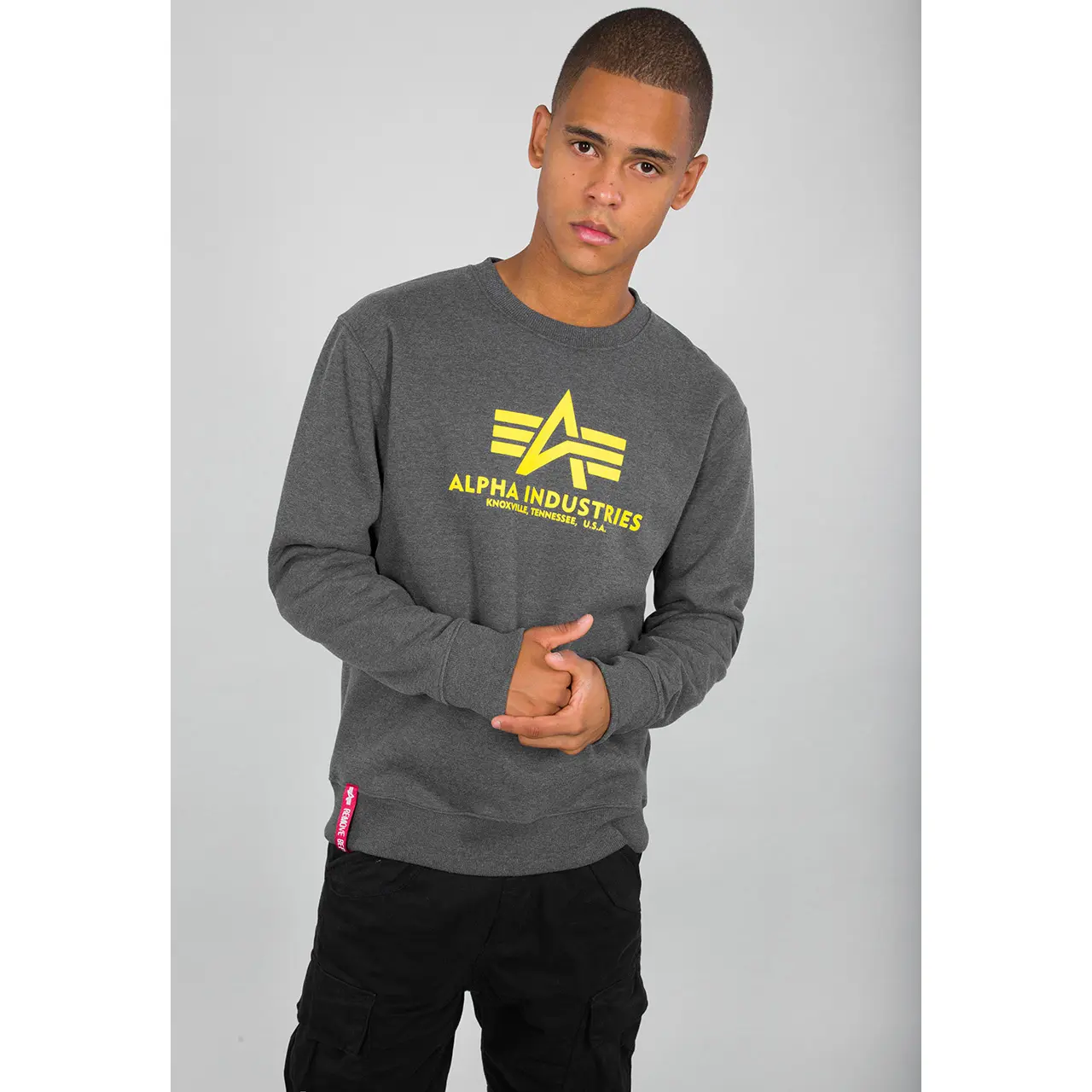 4059146265602 - Industries Basic Sweatshirt - Grau Gelb - S - unisex