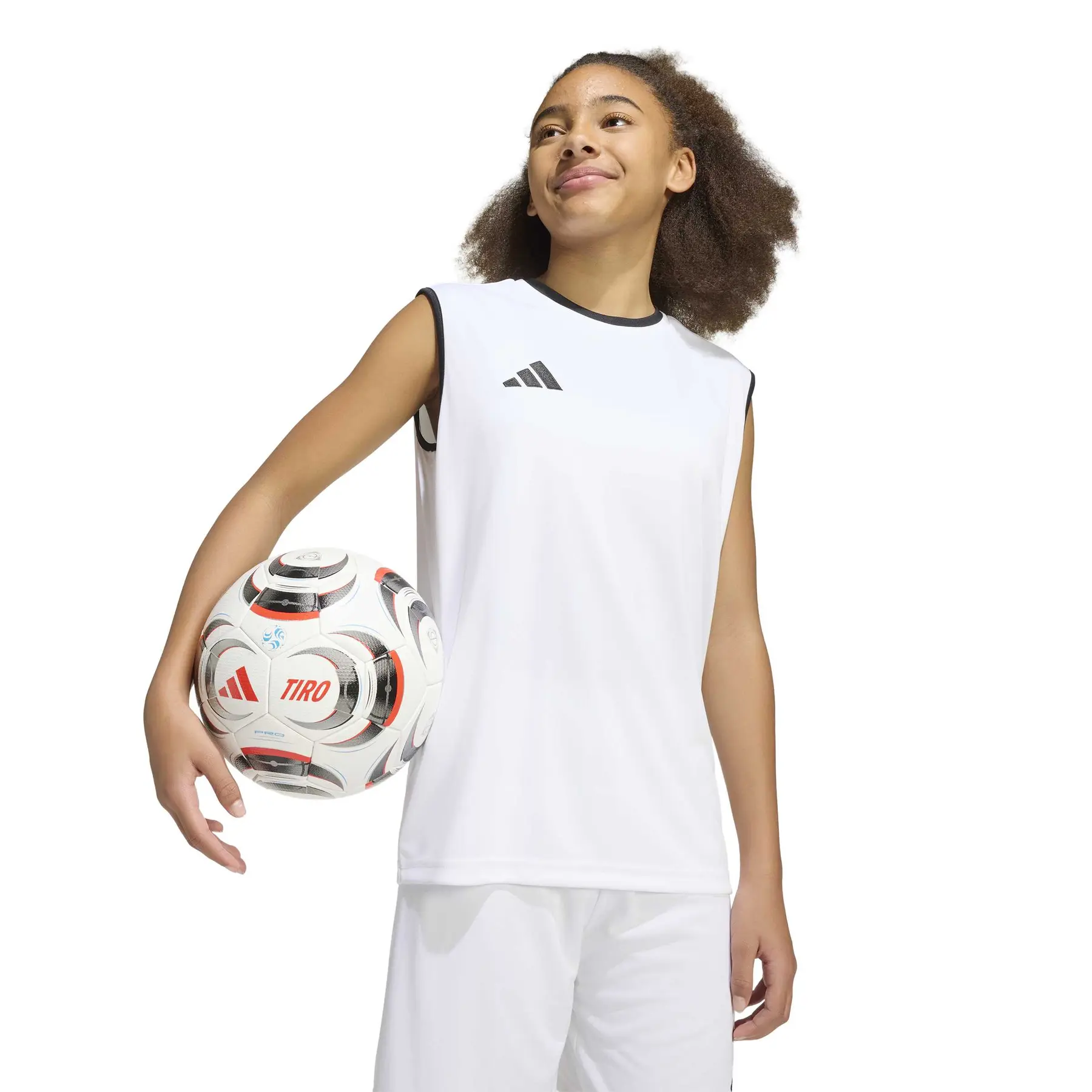 efu EATHER SLEEVELESS TOP ホワイトF Children's tank top adidas Entrada26 | Foot-Store