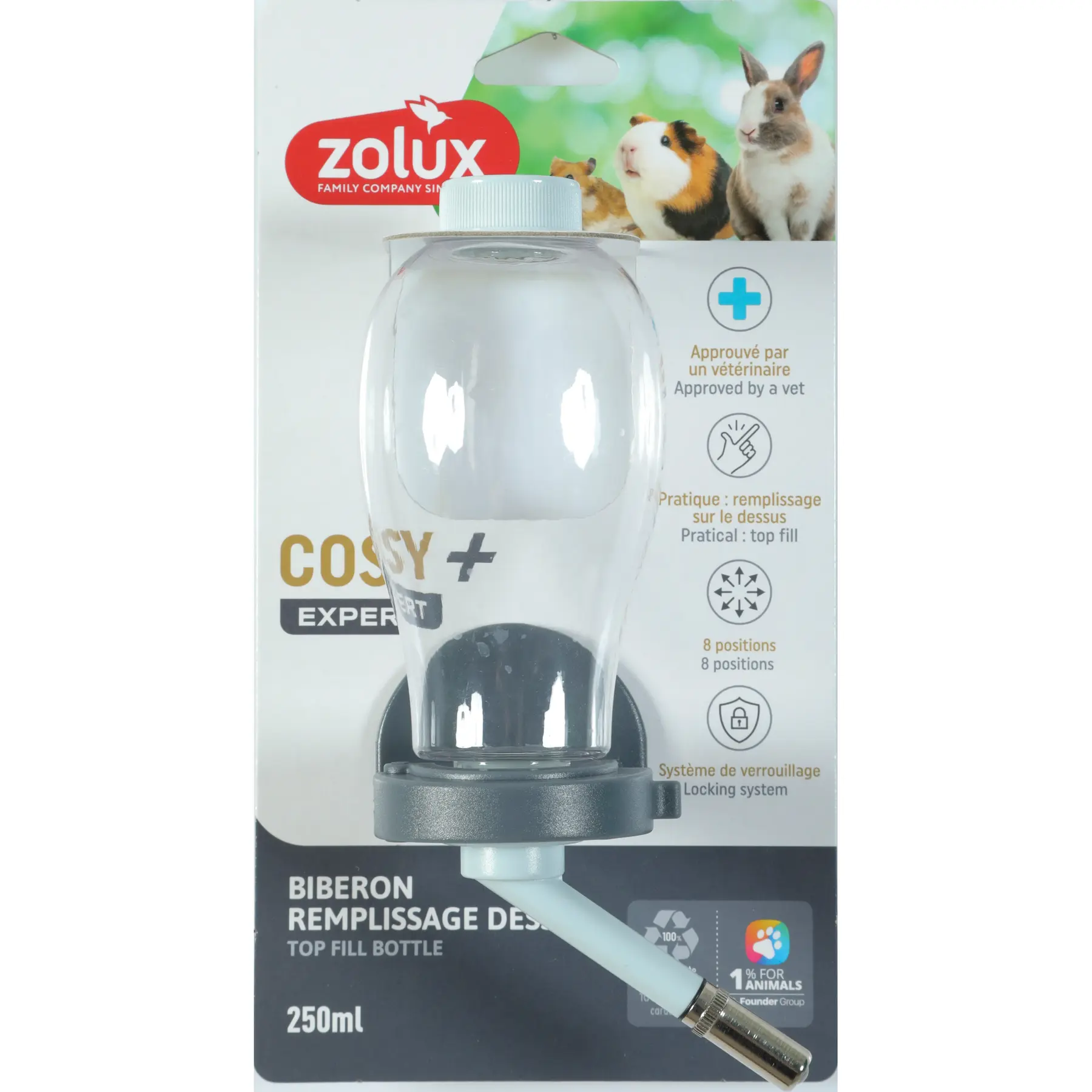 Zolux Bleu Top-Fill Bottle For Rodents Cosy