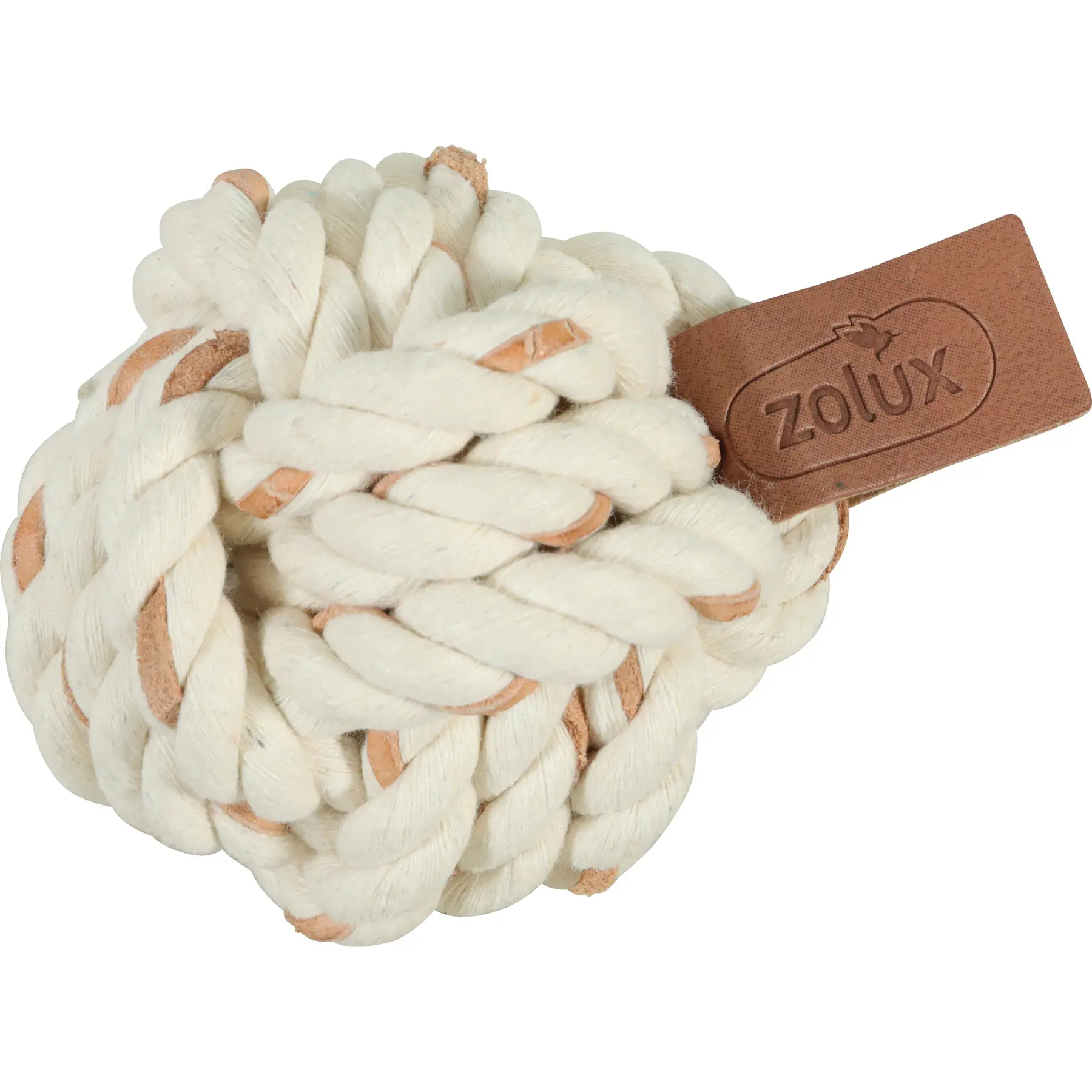 Zolux Blanc Dog Toy Rope Ball Leather Touch