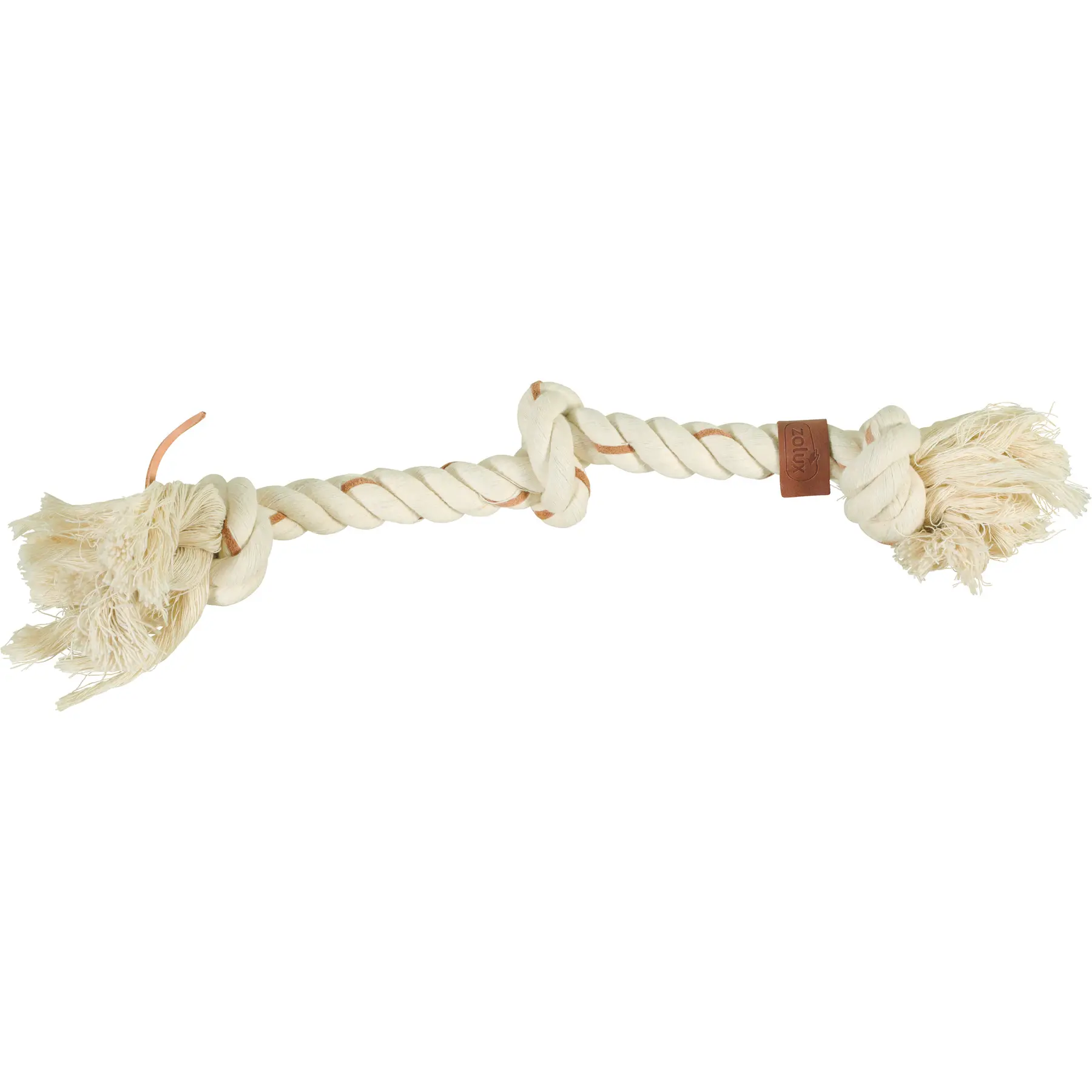 Zolux Blanc Knotted Rope Dog Toy Leather Touch