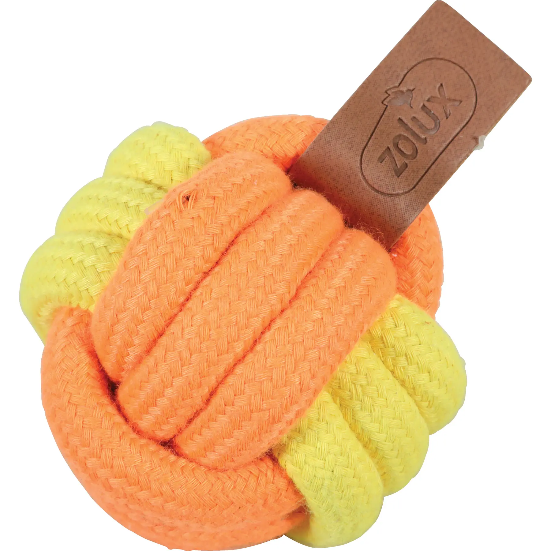 Zolux Orange Ball And Rope Dog Toy Twist