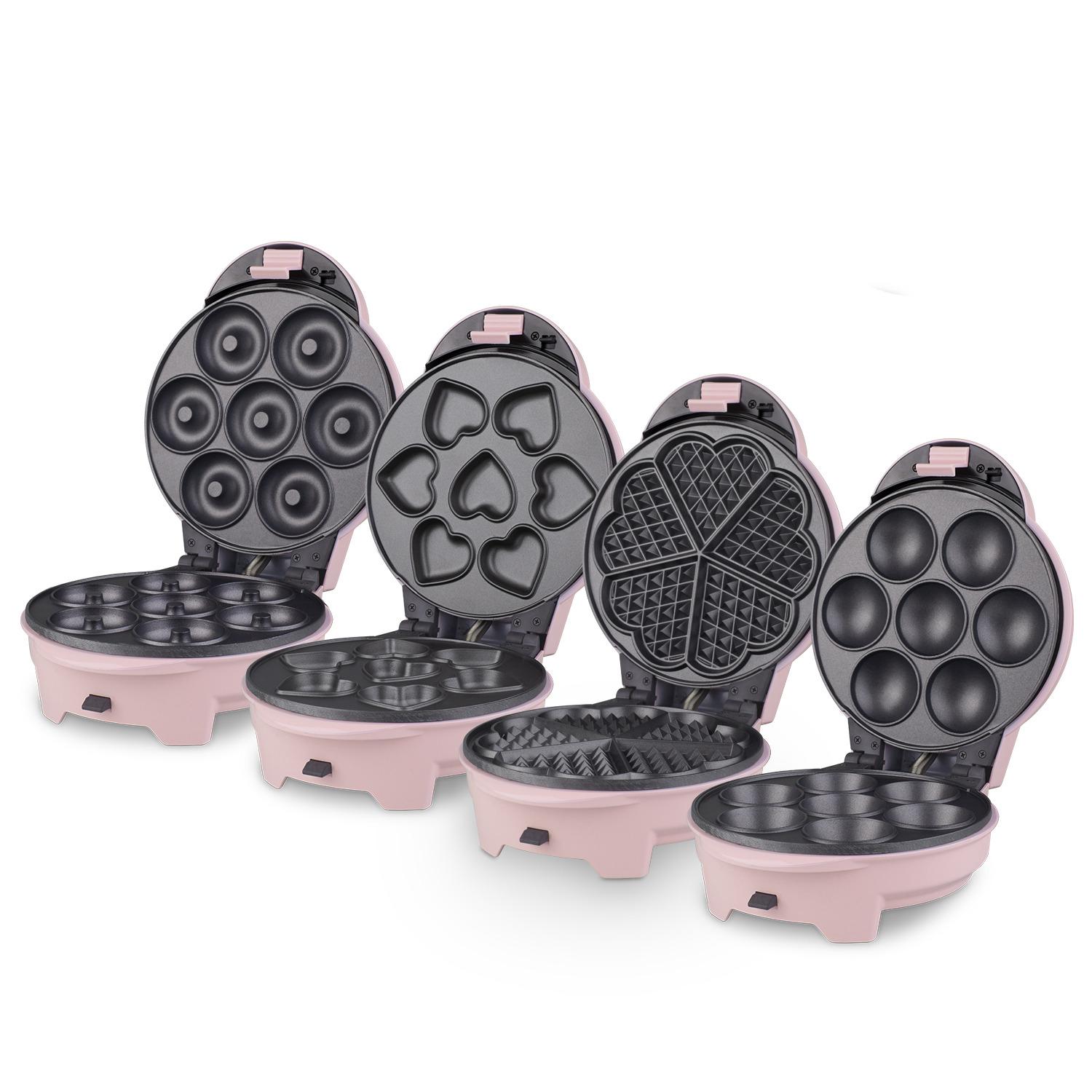 3701335303701 - 4-in-1-Kuchenmaschine Donut-Maschine für Muffins Waffeln und Kuchen Antihaftbeschichtung rosa