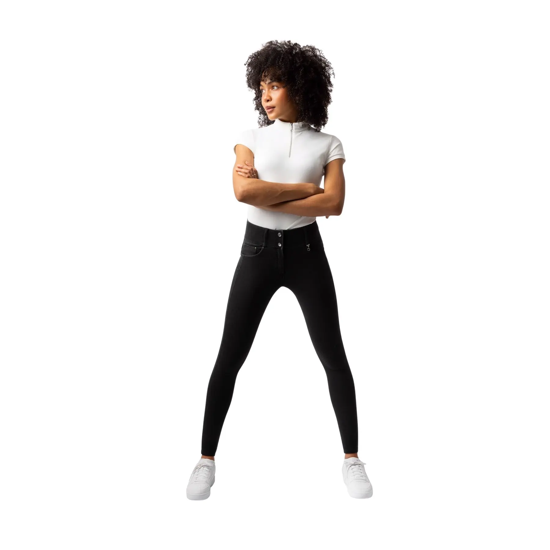 Damen Vollgrip-Denim-Reithose Horze Carolyn