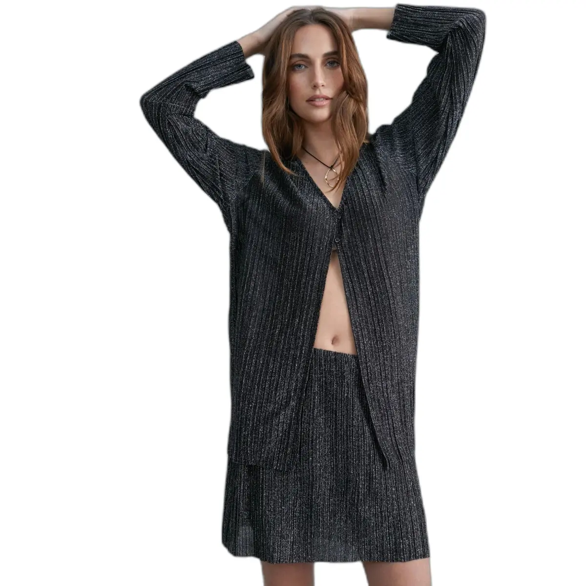 Blusa con paillettes donna