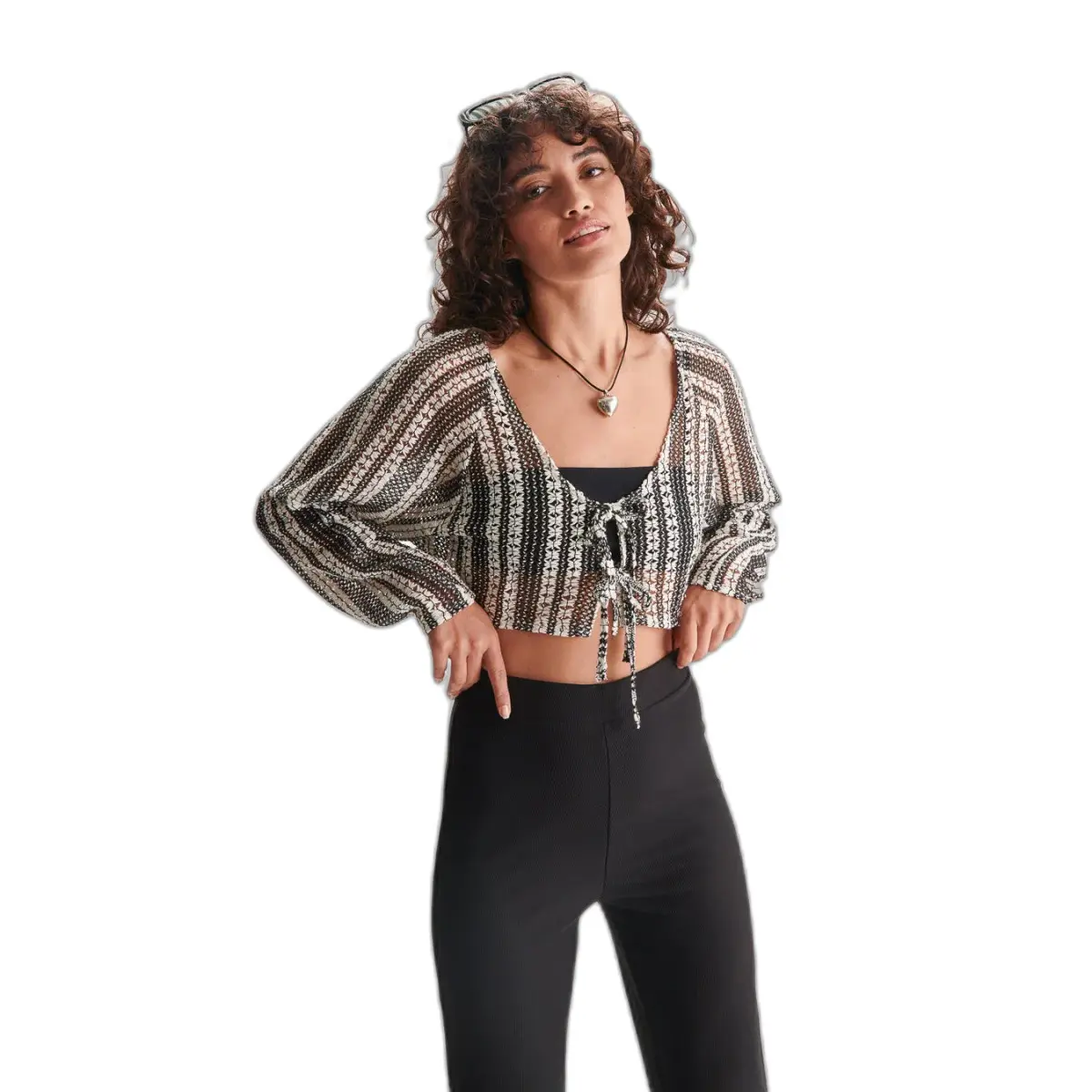 Cardigan a quadri in maglia donna