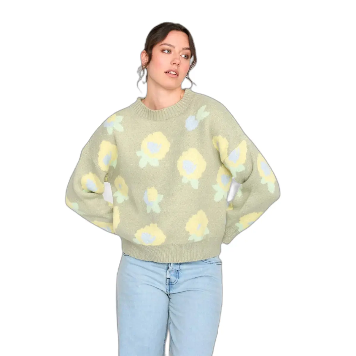 Image of Pull en Strick mit floralem Muster Damen 24 Colours
