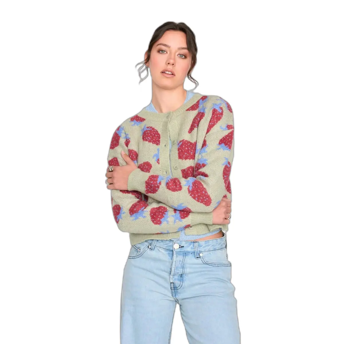 Cardigan motivo fragola donna
