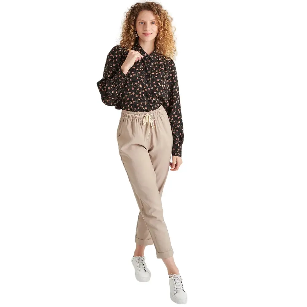 Pantalon Fließender Schnitt Leichte Textur Damen 24 Colours