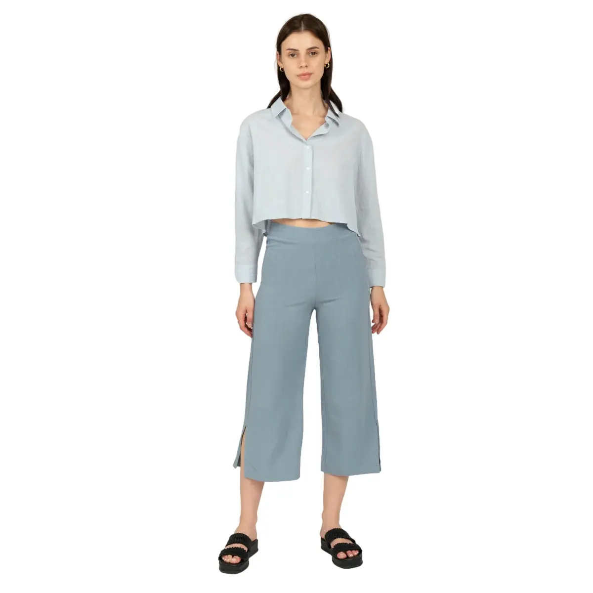 Women's Wide Leg 3/4 Trousers 24 Colours