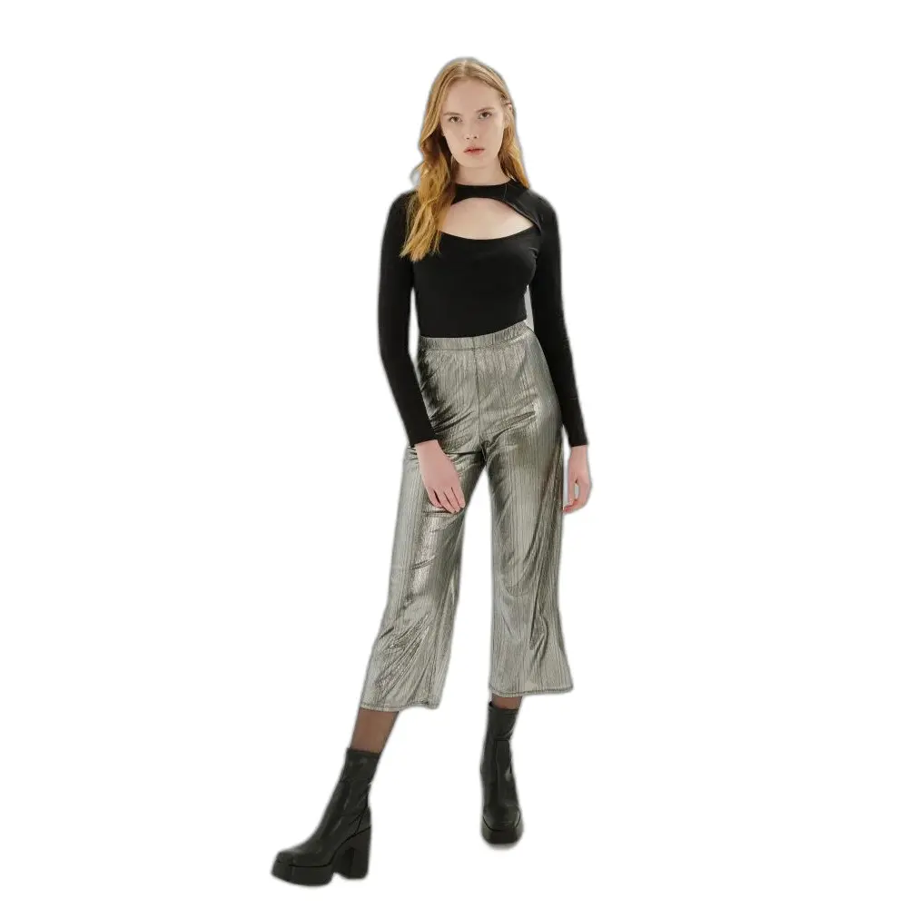 Metallic Pleated Trousers Women 24 Colours