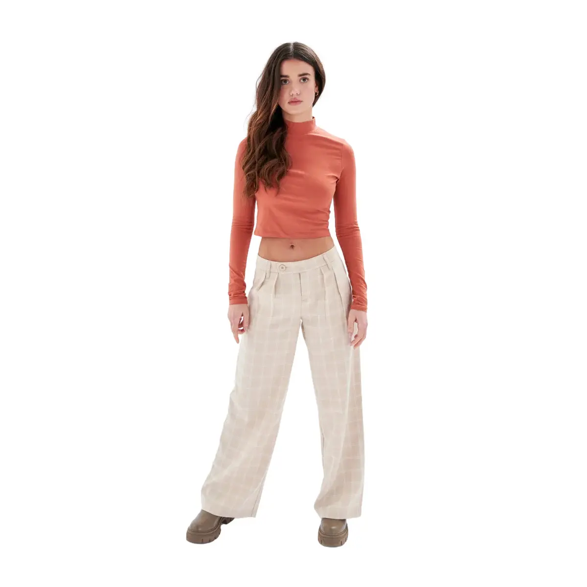 Women's Wide Check Trousers 24 Colours