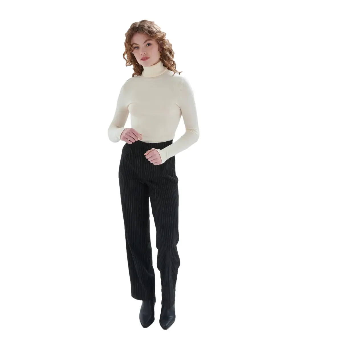 Pantalone da completo a gamba larga taglio fluido donna