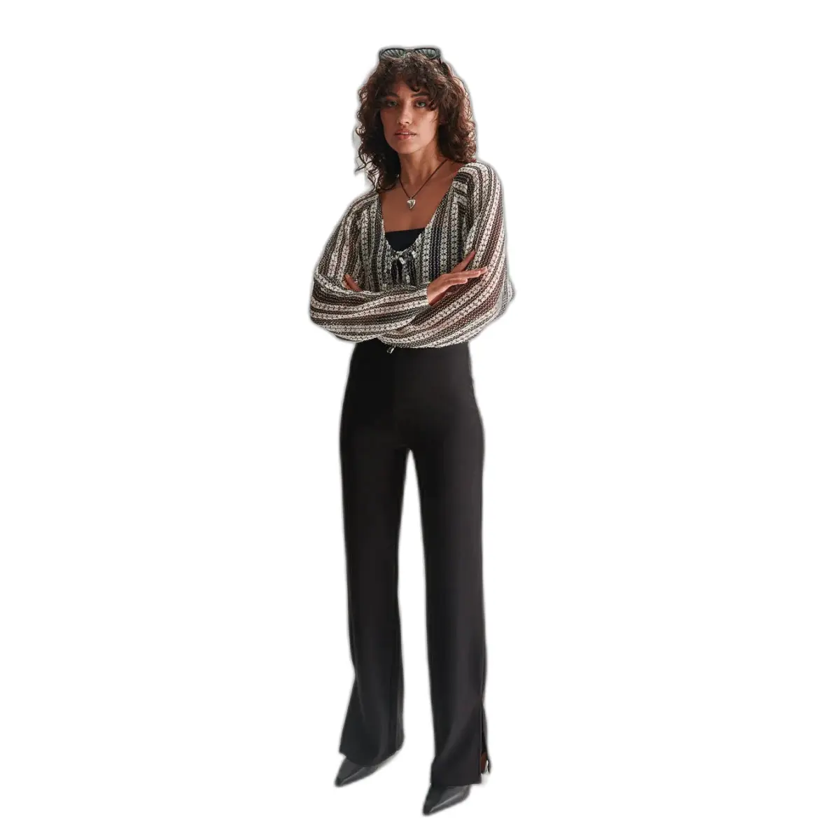 Pantaloni da completo a gamba larga taglio classico donna