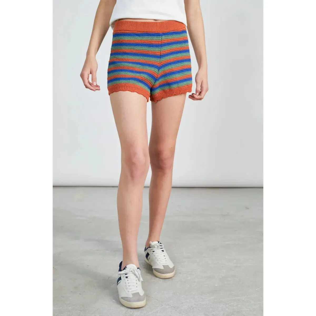 Image of Gestreifter Häkelshorts Damen 24 Colours