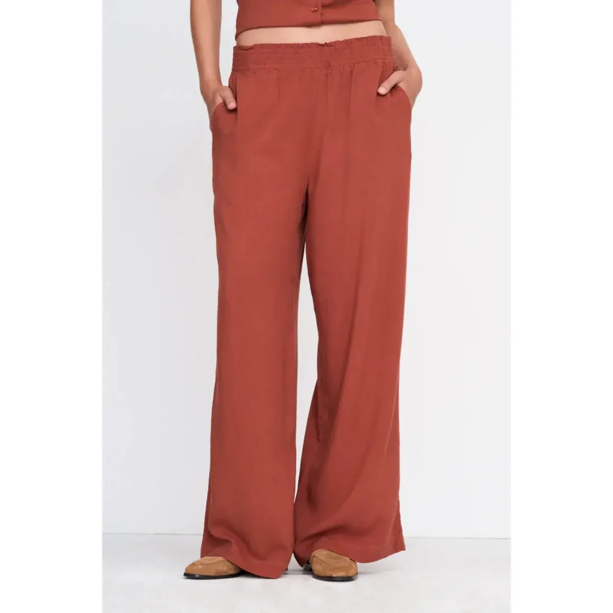 Womenâs Wide Leg Linen Blend Trousers 24 Colours