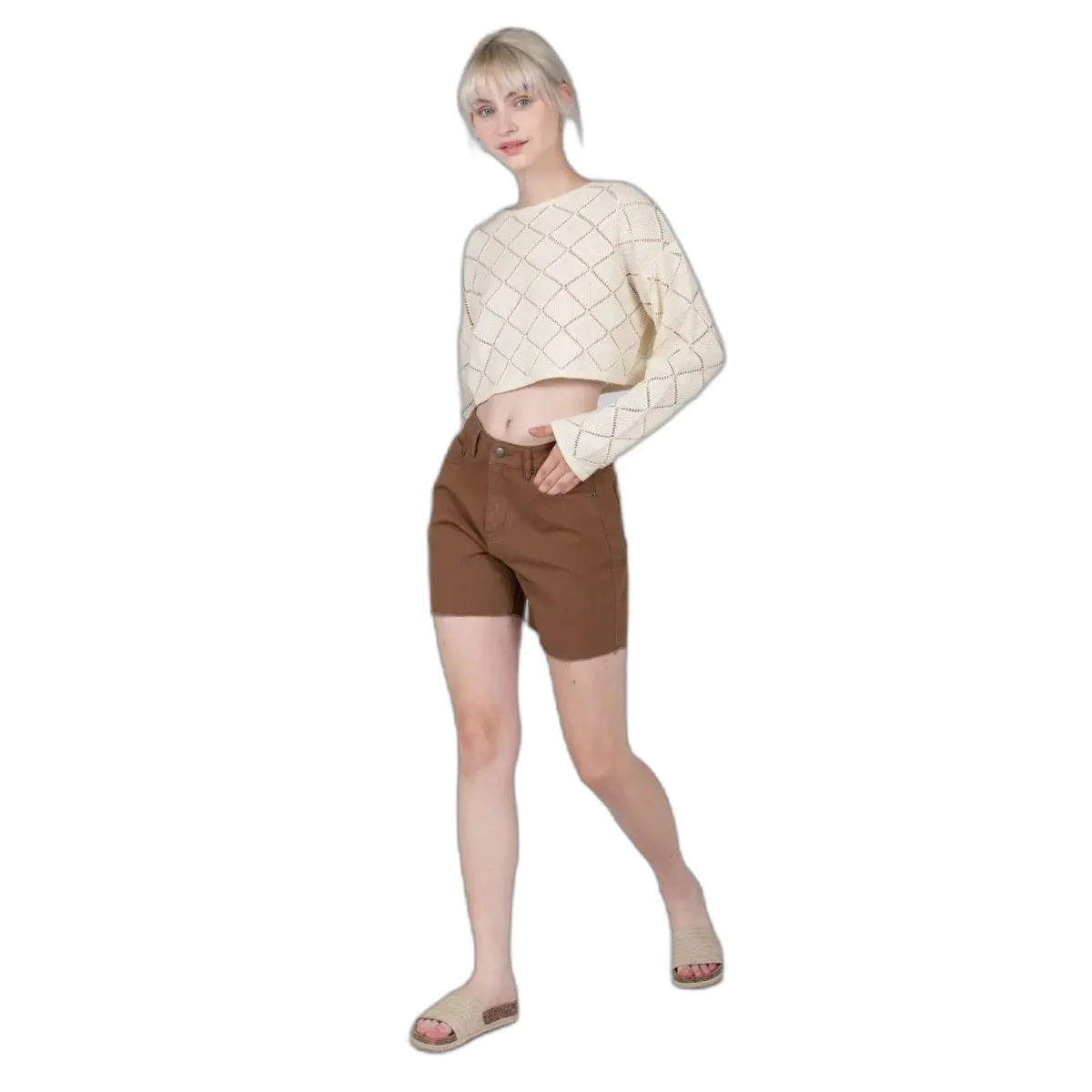 Shorts in denim a vita alta donna