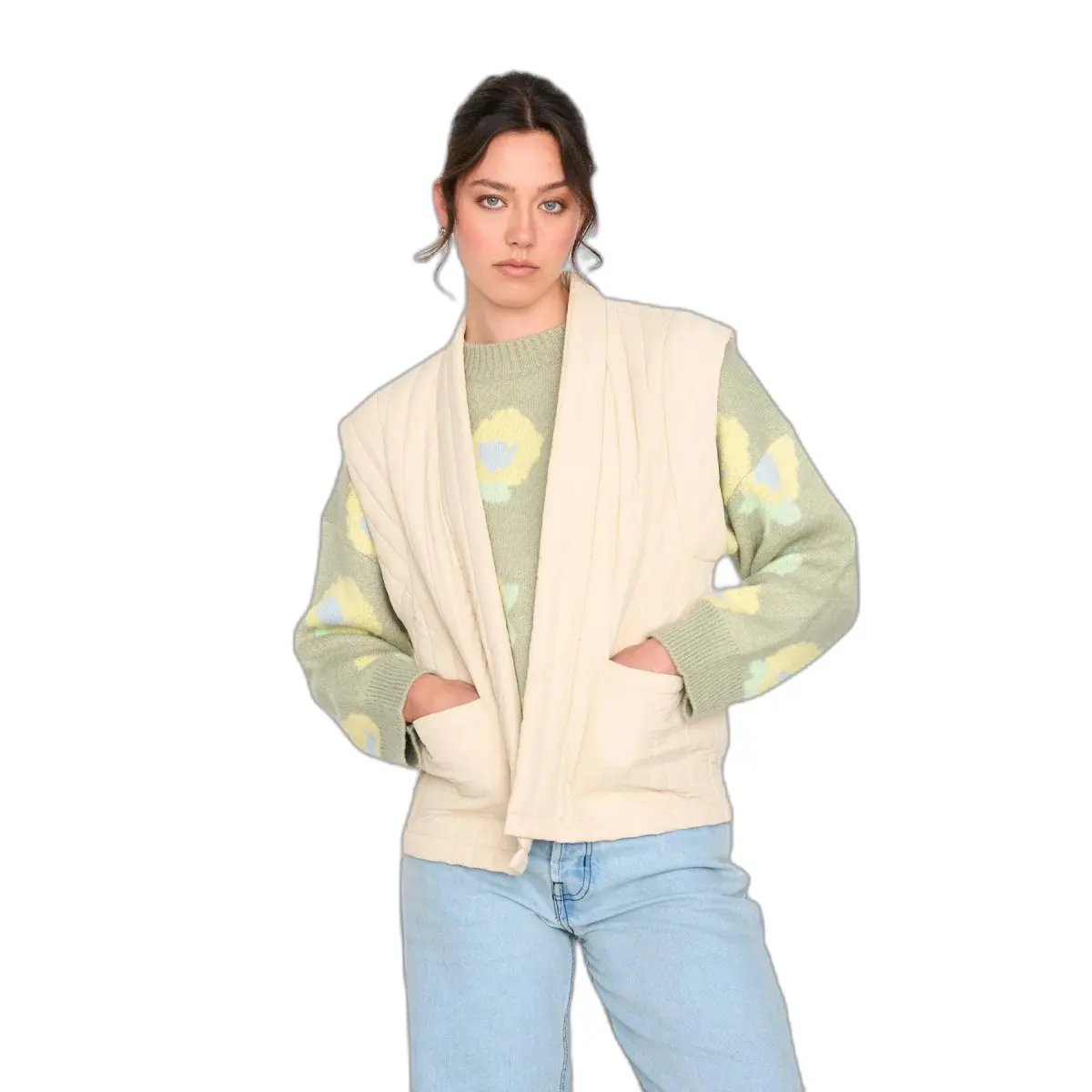 Sleeveless Quilted Cardigan Women 24 Colours