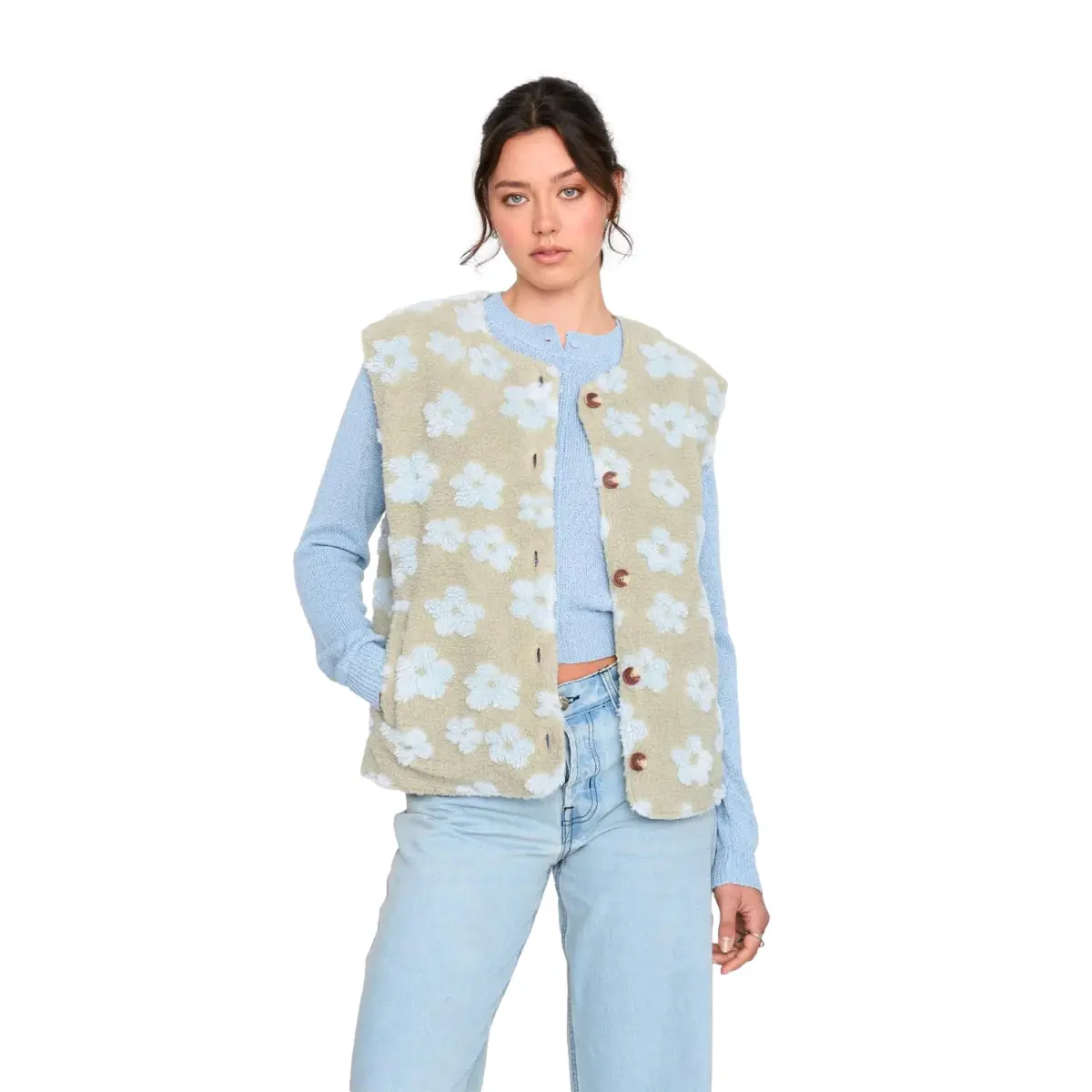 Women's Sleeveless Floral Print Plush Cardigan 24 Colours