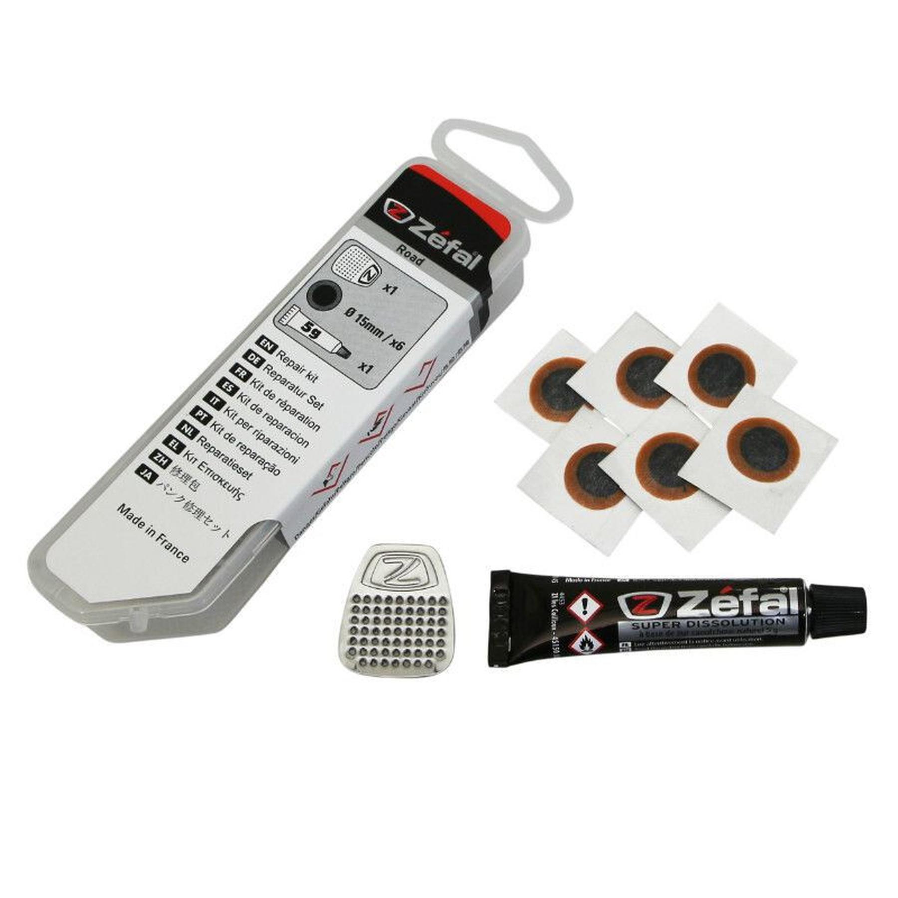Velo Store - UK Road tube repair kit - box 4 patches 15mm + glue 5g + steel rape with instructions Zefal | Extra 10% off with Subscription, Postage £16.79 to UK Fedex.