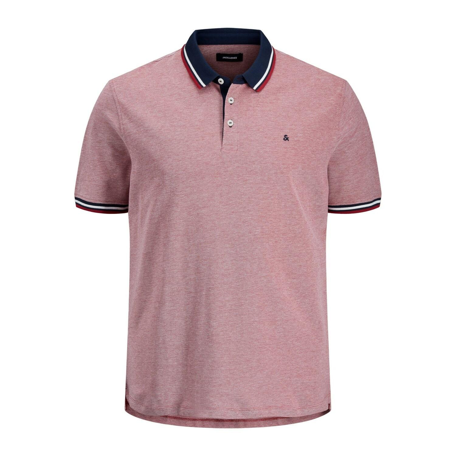 5715102654321 - Jack & Jones Herren Poloshirt - JJEPaulos - Große Größen rot