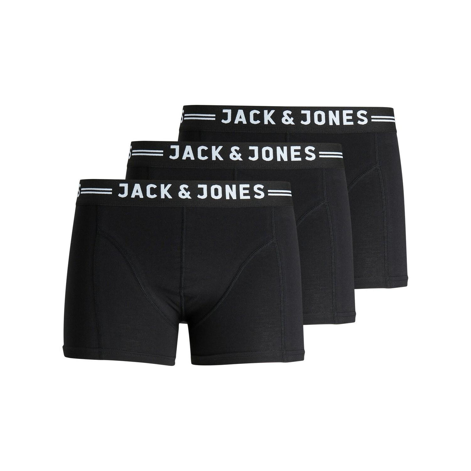 5715093342757 - JACK & JONES Trunks SENSE TRUNKS 3-PACK NOOS Black Black waistband Unifarben Schwarz - Gr XXL 5715093342757 - JACK & JONES Trunks SENSE TRUNKS 3-PACK NOOS Black Black waistband Unifarben Schwarz - Gr XXL