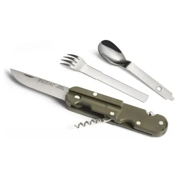 Multifunktionsbesteck + Löffel und Gabel Camping Edelstahl H. Beligné & Fils Bivouac