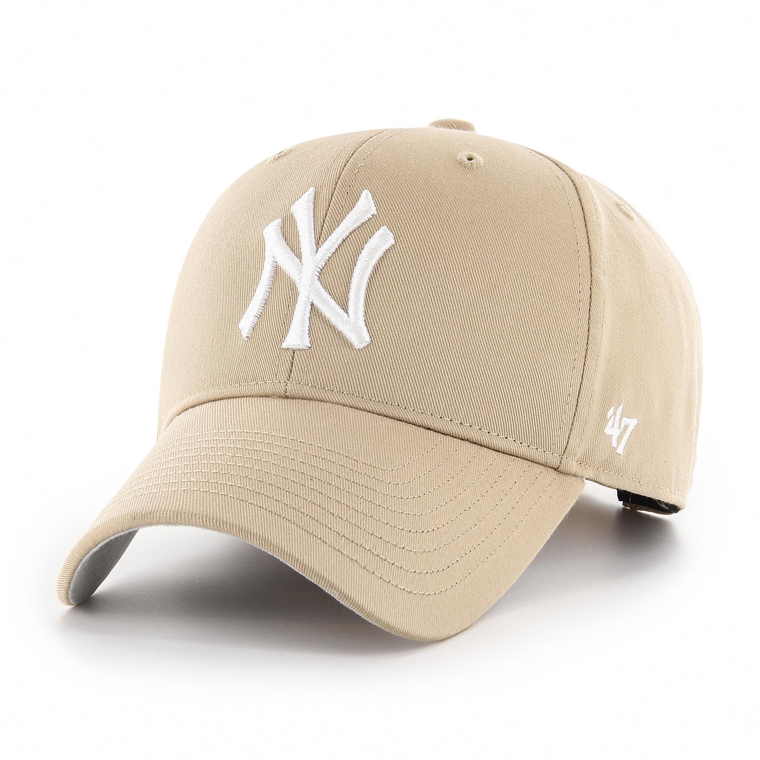 0196505322447 - 47 Brand - MLB - Snapback-Kappe in Beige mit weißem „NY-Stickerei-Neutral 0196505322447 - 47 Brand - MLB - Snapback-Kappe in Beige mit weißem „NY-Stickerei-Neutral