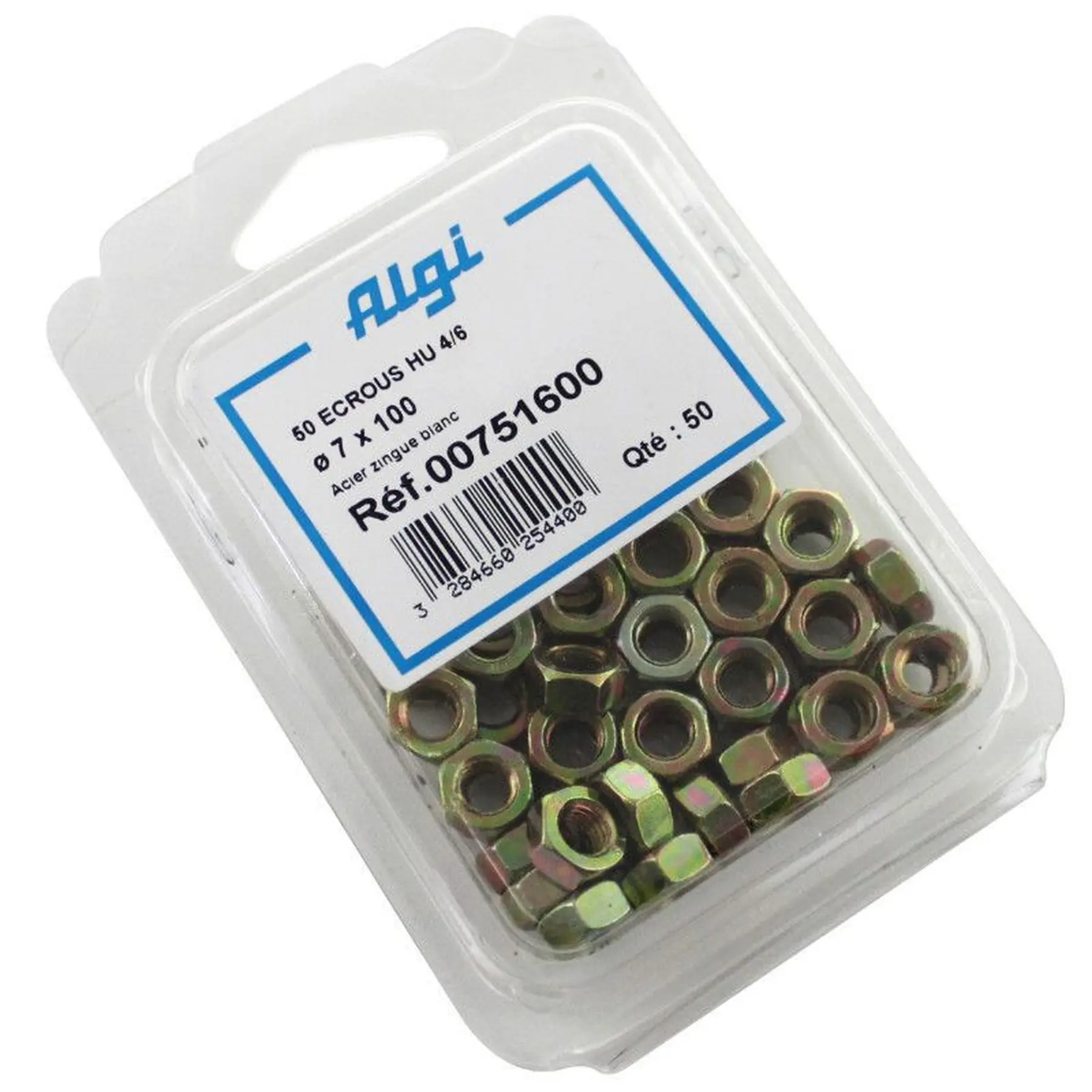Image of Blister mit 50 Sechskantmuttern Algi