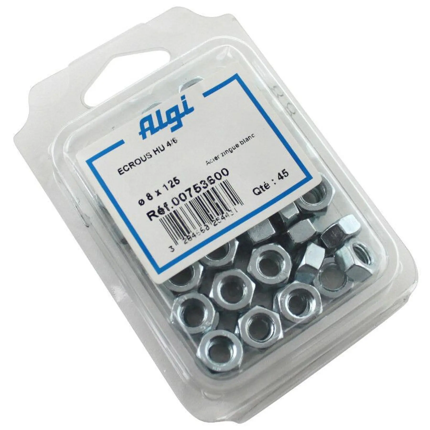Image of Blisterpackung mit 45 Sechskantmuttern Algi